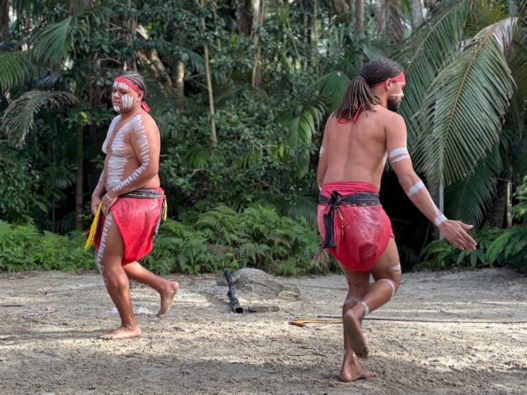 Aboriginal performers dancing during a cultural show at Currumbin Wildlife Sanctuary
