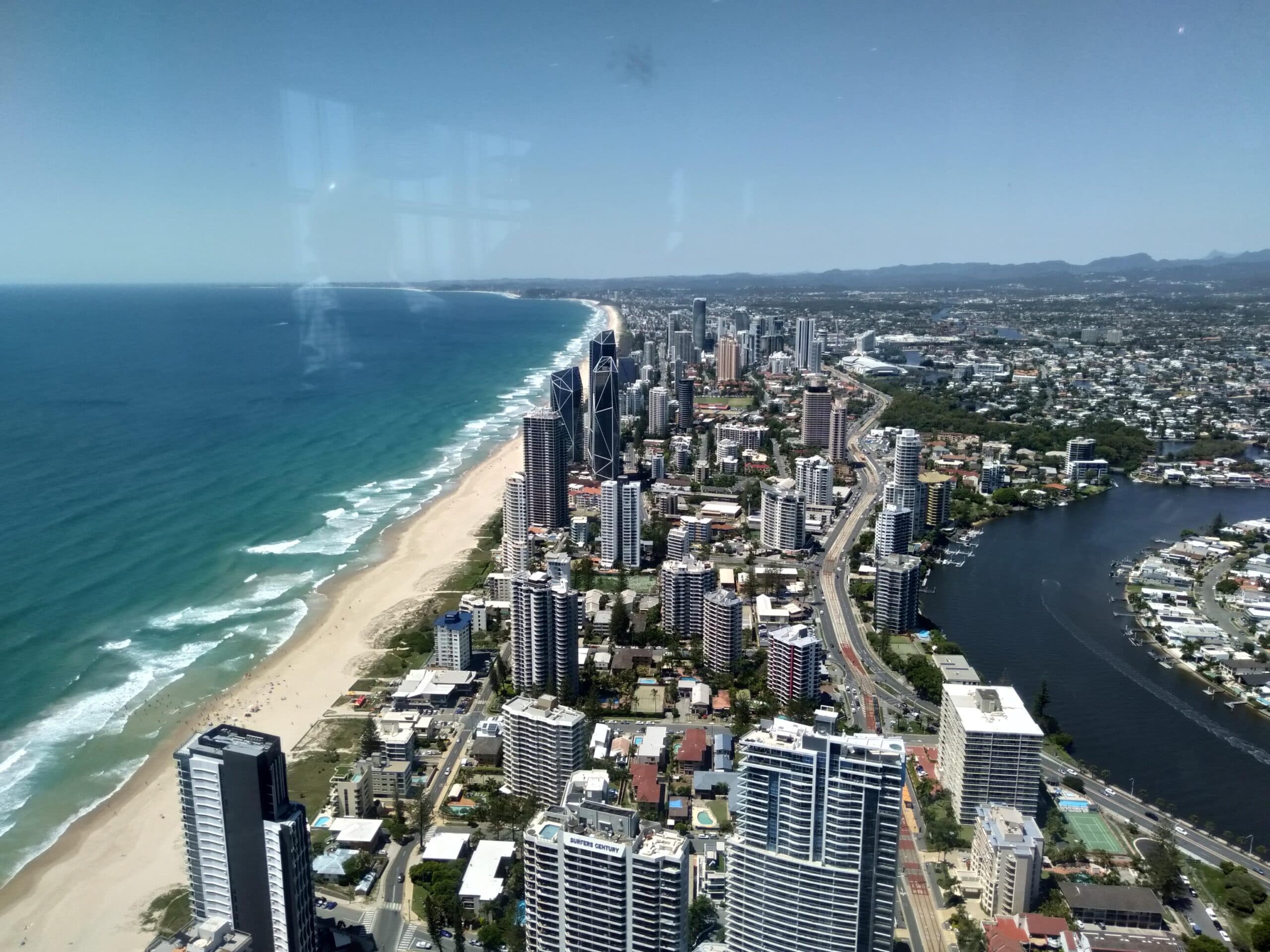 Aerial view of Surfers Paradise coastline from SkyPoint Observation Deck